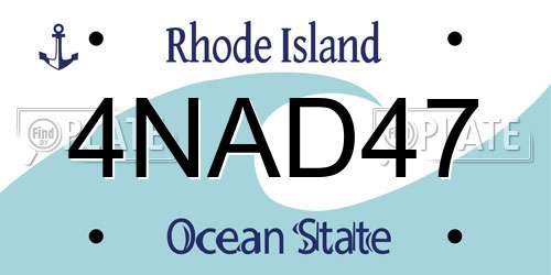 4NAD47 Rhode Island License Plate