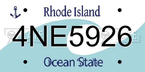 4NE5926 Rhode Island License Plate