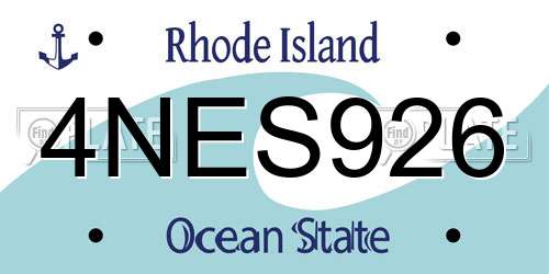 4NES926 Rhode Island License Plate