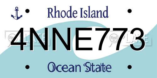 4NNE773 Rhode Island License Plate