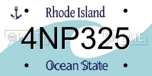 4NP325 Rhode Island License Plate