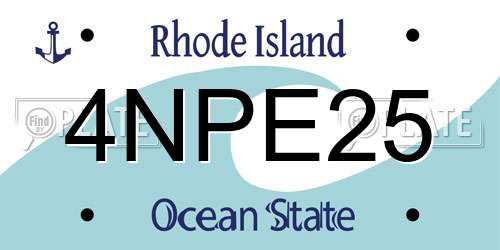 4NPE25 Rhode Island License Plate