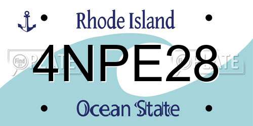 4NPE28 Rhode Island License Plate