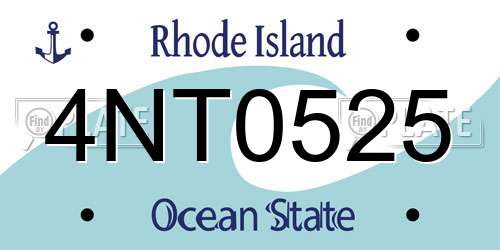 4NT0525 Rhode Island License Plate