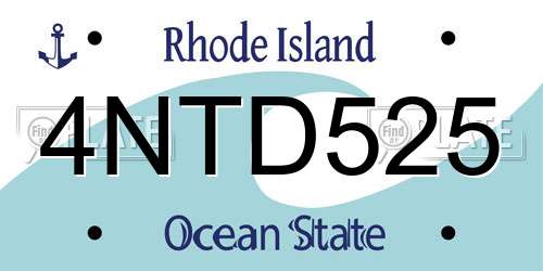 4NTD525 Rhode Island License Plate
