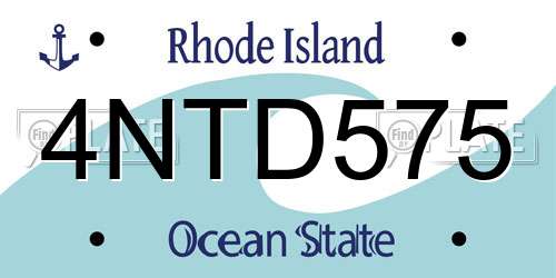 4NTD575 Rhode Island License Plate