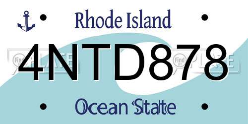 4NTD878 Rhode Island License Plate