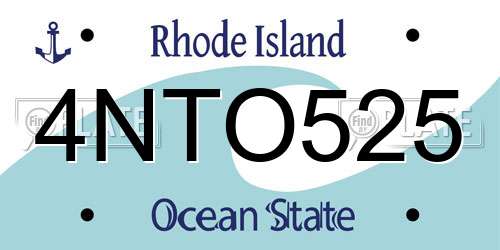 4NTO525 Rhode Island License Plate
