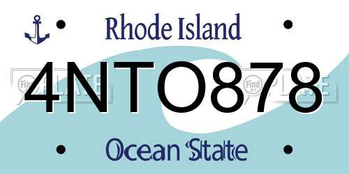 4NTO878 Rhode Island License Plate