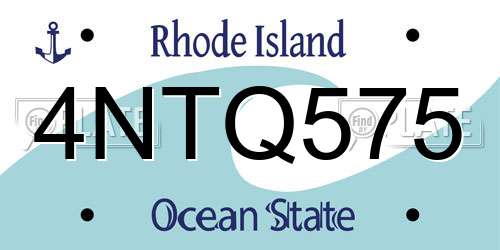 4NTQ575 Rhode Island License Plate