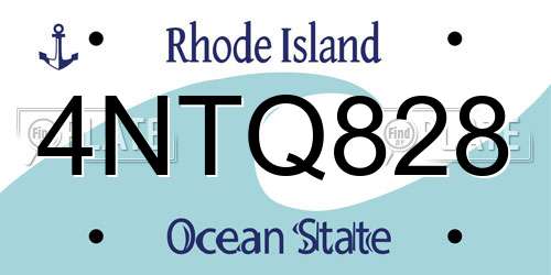 4NTQ828 Rhode Island License Plate