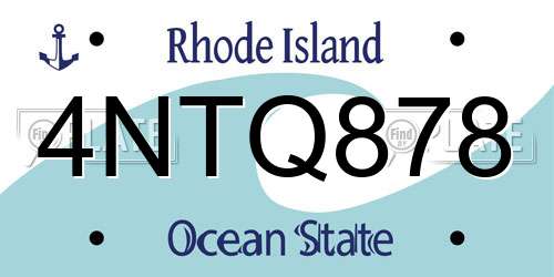 4NTQ878 Rhode Island License Plate