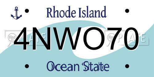 4NWO70 Rhode Island License Plate
