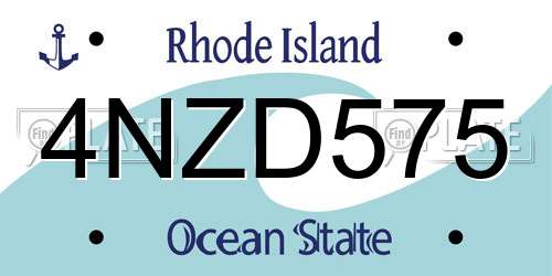 4NZD575 Rhode Island License Plate
