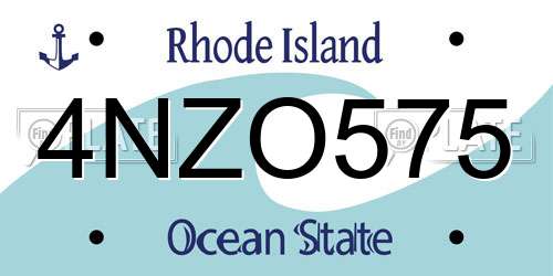 4NZO575 Rhode Island License Plate