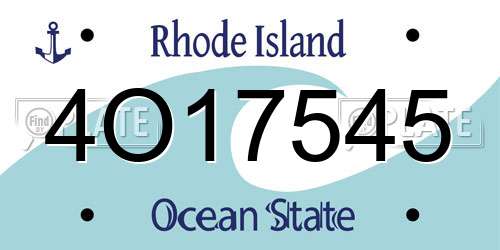 4O17545 Rhode Island License Plate