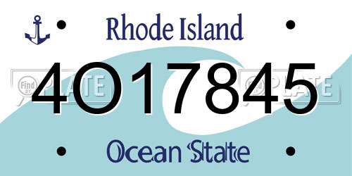 4O17845 Rhode Island License Plate