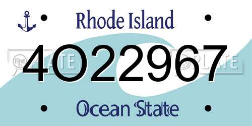 4O22967 Rhode Island License Plate