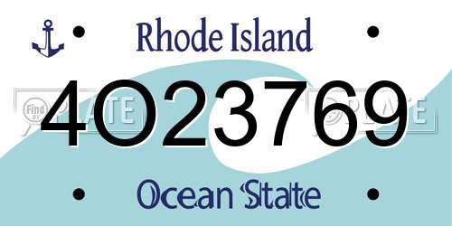 4O23769 Rhode Island License Plate