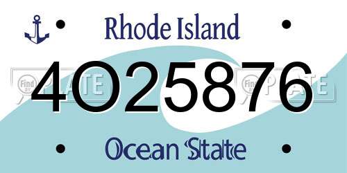 4O25876 Rhode Island License Plate