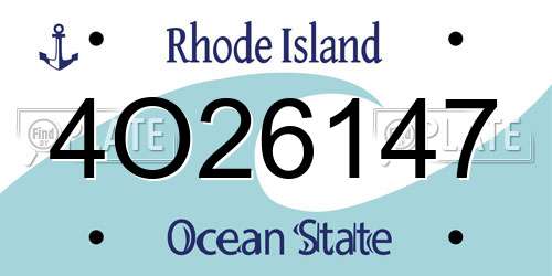 4O26147 Rhode Island License Plate