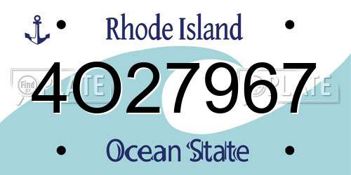 4O27967 Rhode Island License Plate