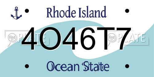 4O46T7 Rhode Island License Plate