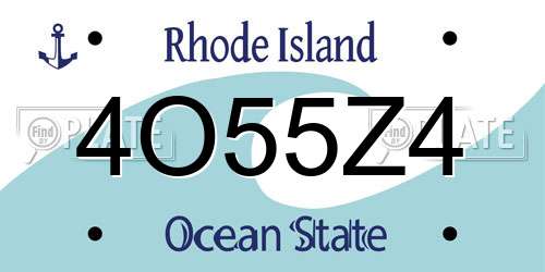 4O55Z4 Rhode Island License Plate