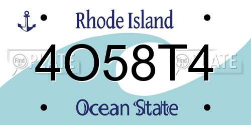 4O58T4 Rhode Island License Plate