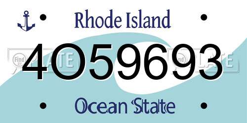 4O59693 Rhode Island License Plate