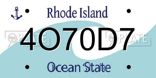 4O70D7 Rhode Island License Plate