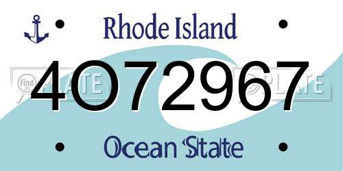 4O72967 Rhode Island License Plate