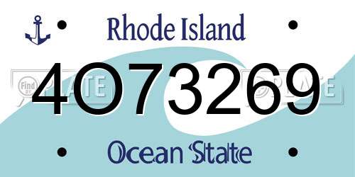 4O73269 Rhode Island License Plate