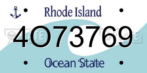 4O73769 Rhode Island License Plate