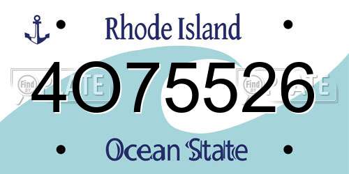 4O75526 Rhode Island License Plate
