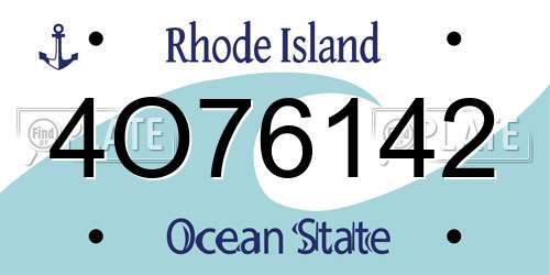 4O76142 Rhode Island License Plate