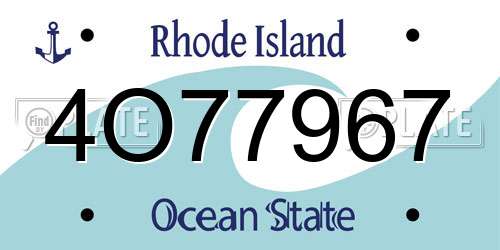 4O77967 Rhode Island License Plate