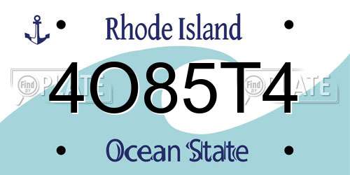4O85T4 Rhode Island License Plate