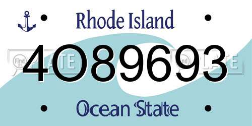 4O89693 Rhode Island License Plate