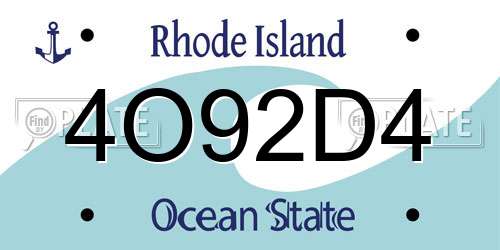 4O92D4 Rhode Island License Plate