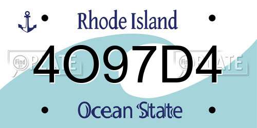 4O97D4 Rhode Island License Plate