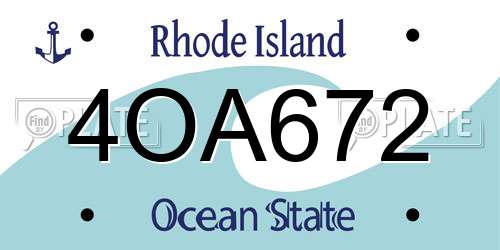 4OA672 Rhode Island License Plate