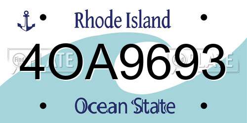 4OA9693 Rhode Island License Plate