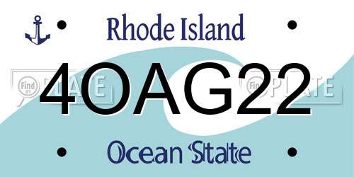 4OAG22 Rhode Island License Plate