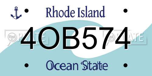 4OB574 Rhode Island License Plate