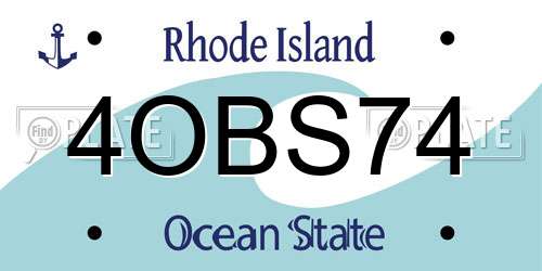 4OBS74 Rhode Island License Plate