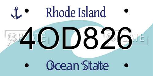 4OD826 Rhode Island License Plate