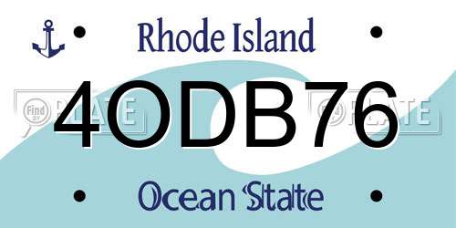 4ODB76 Rhode Island License Plate