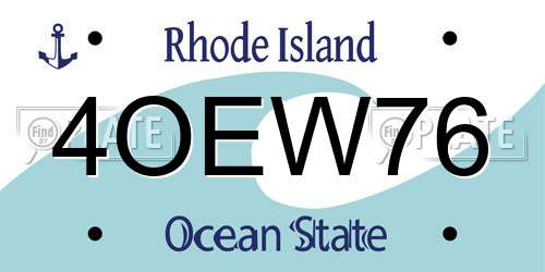 4OEW76 Rhode Island License Plate