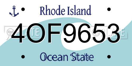 4OF9653 Rhode Island License Plate